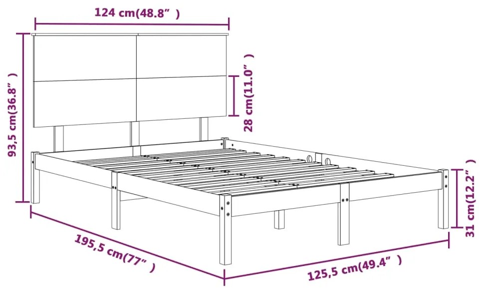 ΠΛΑΙΣΙΟ ΚΡΕΒΑΤΙΟΥ ΛΕΥΚΟ 120X190 ΕΚ. ΜΑΣΙΦ ΞΥΛΟ 4FT SMALL DOUBLE 3104774