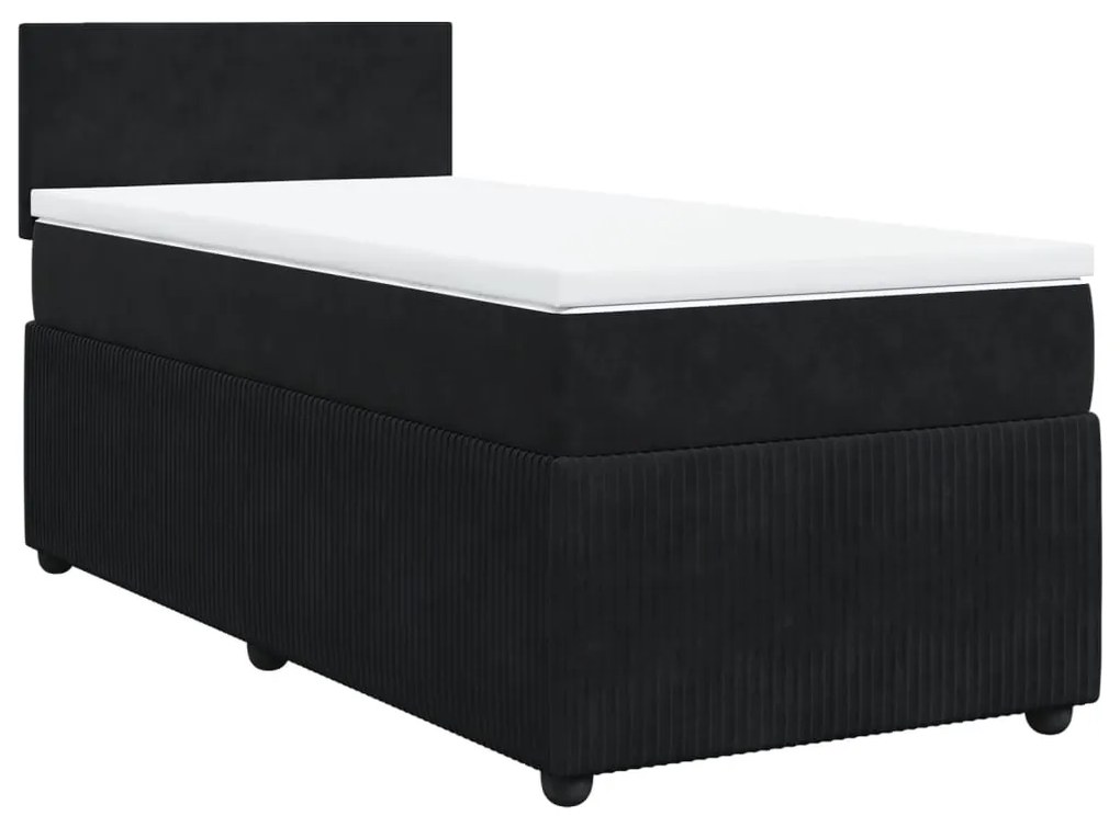 vidaXL Κρεβάτι Boxspring με Στρώμα Μαύρο 90x200 εκ. Βελούδινο