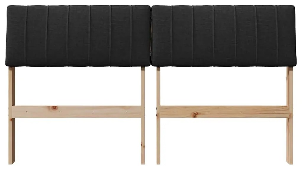 vidaXL Ταπετσαρισμένο κεφαλάρι Μαύρο 135 cm Στερεά ξυλεία πεύκου