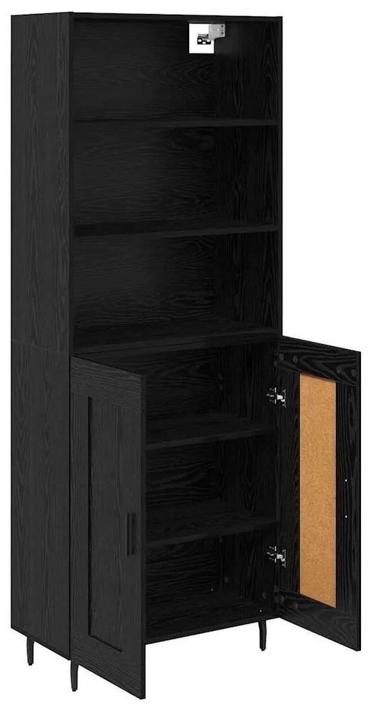 vidaXL Highboard Μαύρη Οξυά 69,5 x 34 x 180 εκ. Σύνθετο Ξύλο και Γυαλί