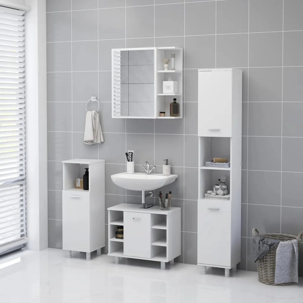 vidaXL Καθρέφτης Μπάνιου Λευκός 62,5 x 20,5 x 64 εκ. από Επεξ. Ξύλο