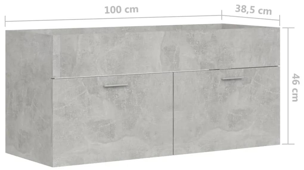 Ντουλάπι Νιπτήρα Γκρι Σκυροδέματος 100x38,5x46 εκ. Μοριοσανίδα - Γκρι