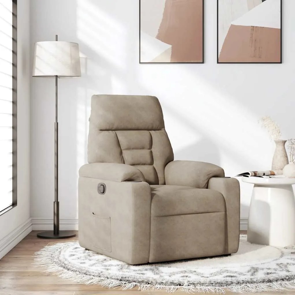 vidaXL Πολυθρόνα Ανακλινόμενη Taupe Ύφασμα Μικροϊνών