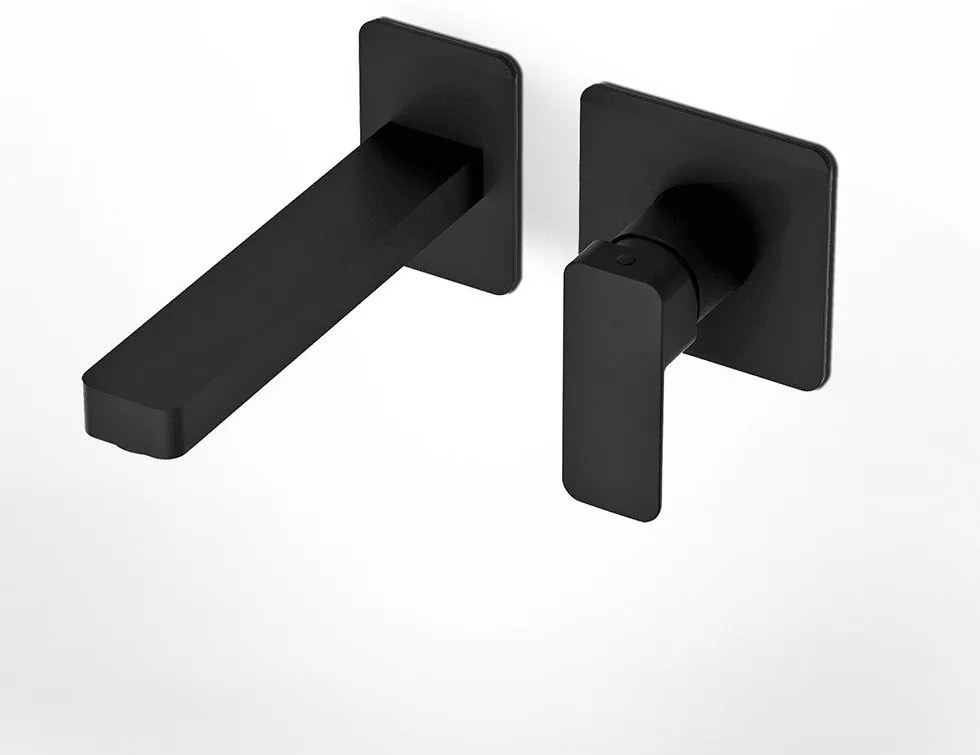 Eurorama Quadra Black Matt Μπαταρία Νιπτήρος Εντοιχισμού 2 Οπών