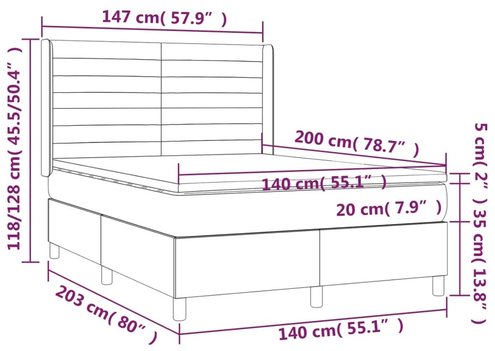 ΚΡΕΒΑΤΙ BOXSPRING ΜΕ ΣΤΡΩΜΑ ΚΡΕΜ 140X200 ΕΚ. ΥΦΑΣΜΑΤΙΝΟ 3131518