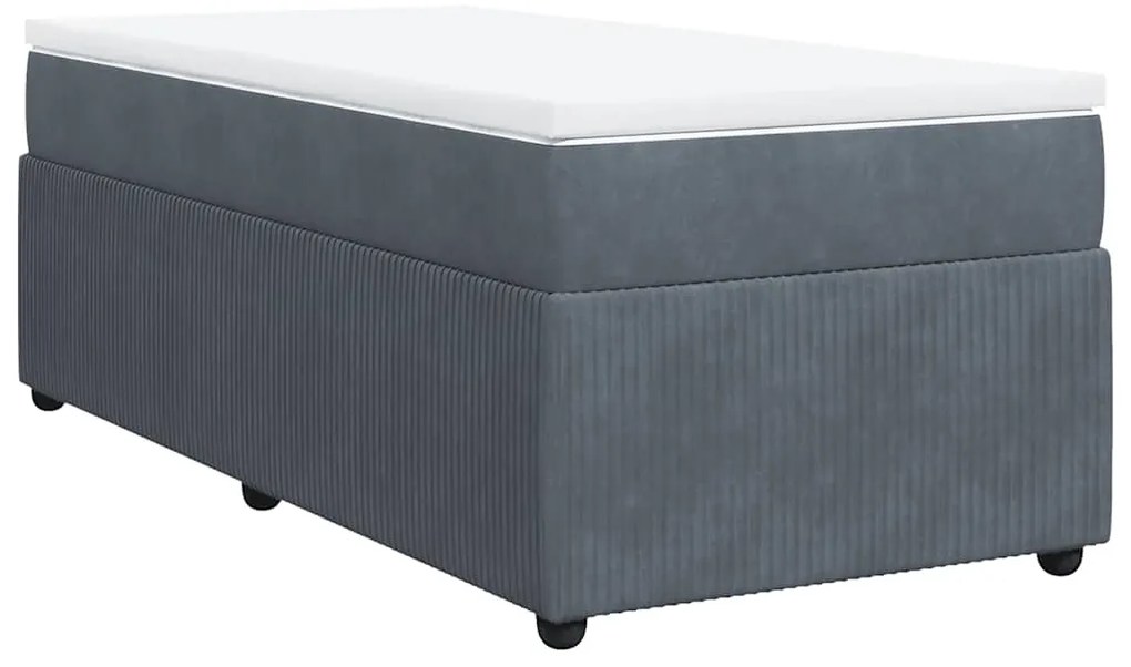 vidaXL Κρεβάτι Boxspring με Στρώμα Σκούρο Γκρι 90x200 εκ. Βελούδινο