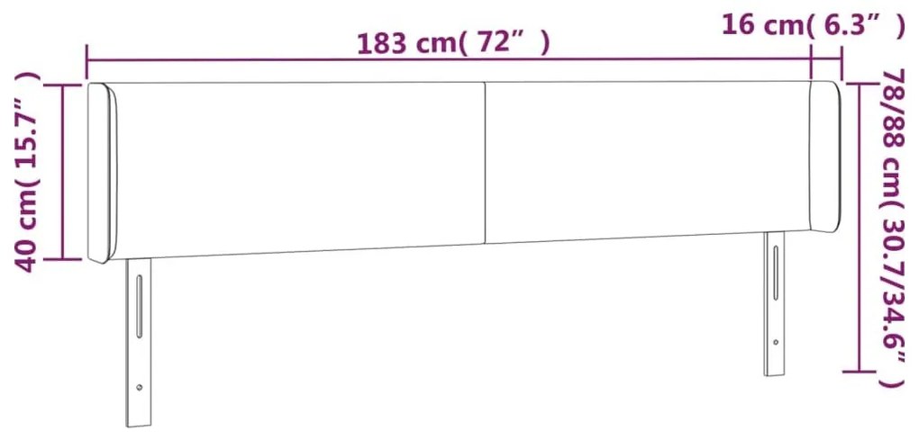 Κεφαλάρι Κρεβατιού LED Σκούρο Μπλε 183x16x78/88 εκ. Βελούδινο - Μπλε