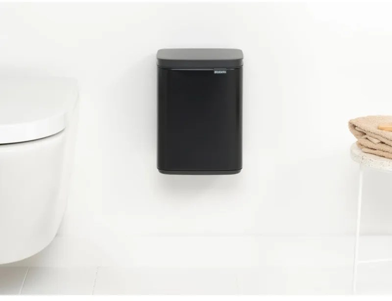 Κάδος απορριμμάτων Brabantia Bo Small 4L, Ομαλό και αθόρυβο άνοιγμα,Αντιολισθητική βάση, Μαύρο