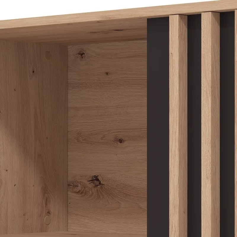 Έπιπλο Τηλεόρασης Laval 131 2K2V Artisan Oak - Μαύρο 132x40x52 εκ. 132x40x52 εκ.