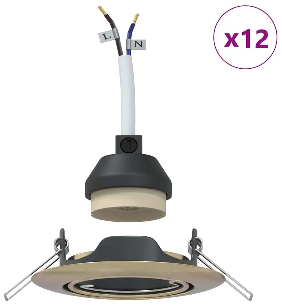 vidaXL Spotlights με προβολείς 12 pcs Ορείχαλκος 9 x 9 εκ. Μέταλλο