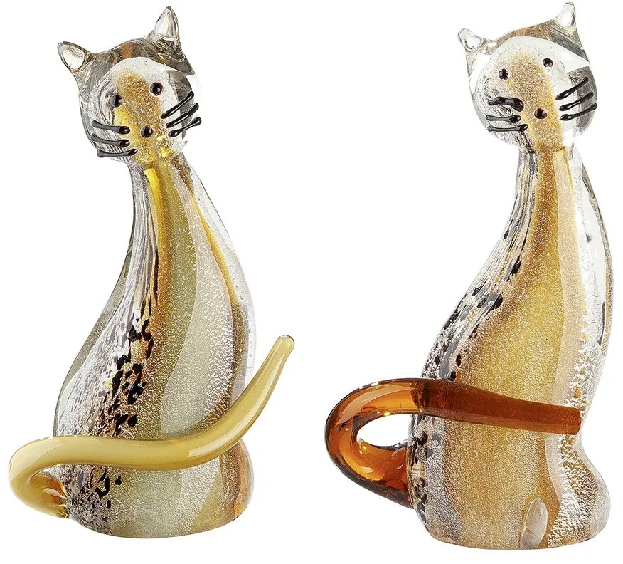Glasart Φιγούρα Cat Γυάλινο Brown Orange PU Pcs. Assorted 10x6x18cm-05161357