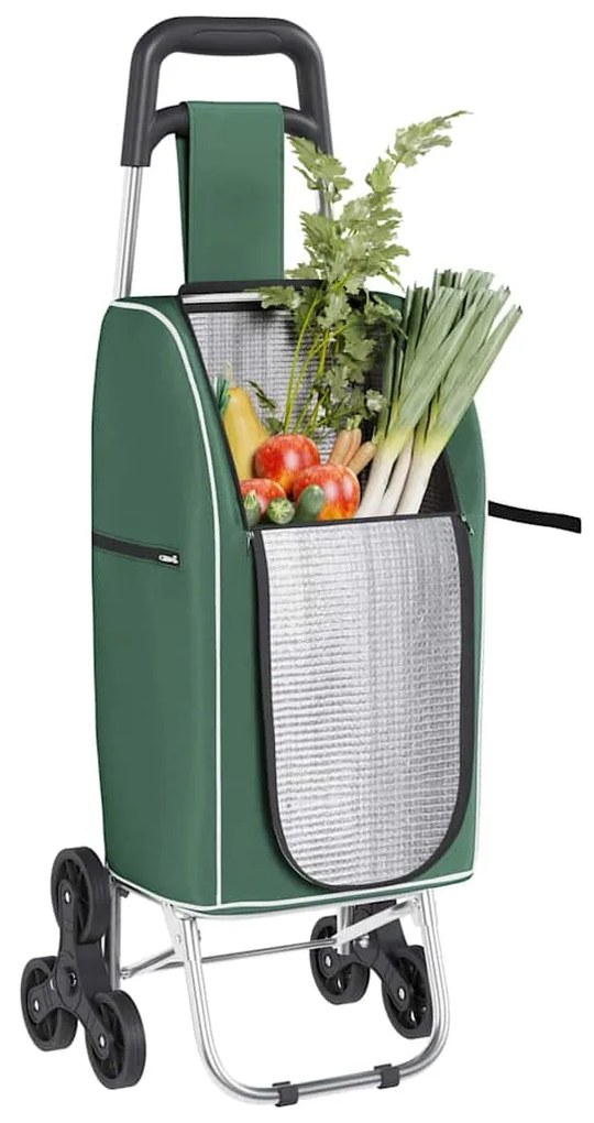 vidaXL Καρότσι Αγορών Πράσινο 39.5 x 33 x 93 εκ Ύφασμα Oxford