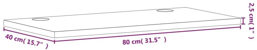 Επιφάνεια Γραφείου 80 x 40 x 2,5 εκ. Μασίφ Ξύλο Οξιάς - Καφέ