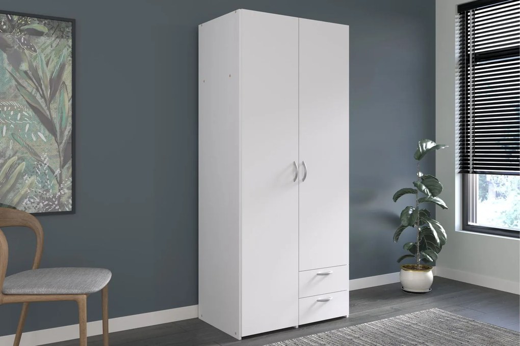 Ντουλάπα Dorm δίφυλλη-Leuko-Χωρίς πατάρι