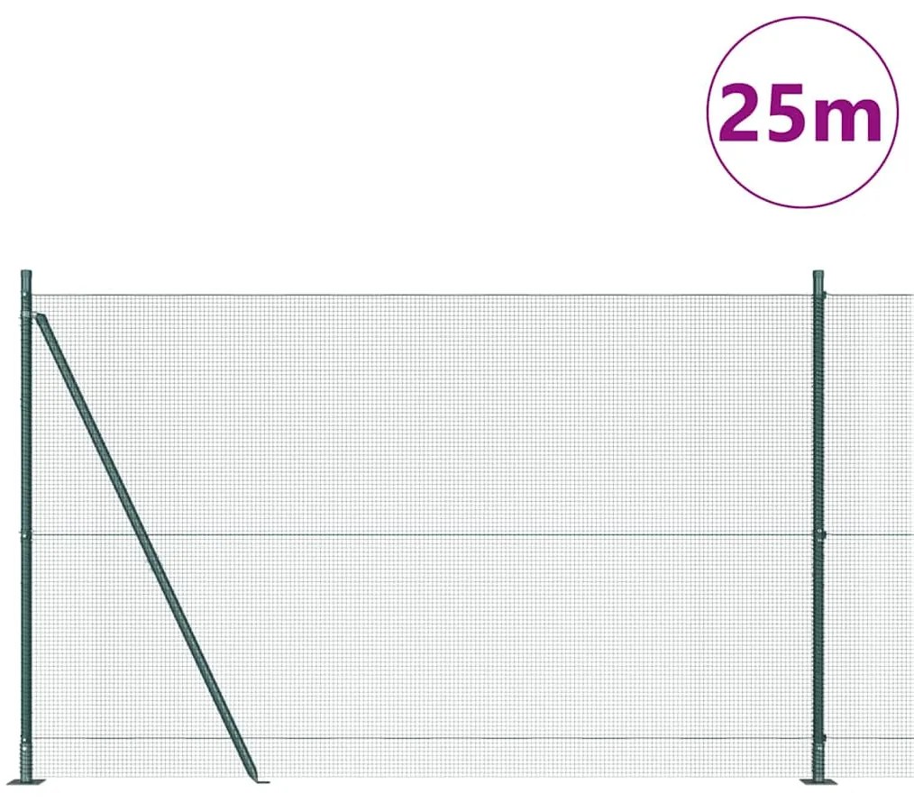 vidaXL Φράχτης με Στήλες. Πράσινο 1.6 x 25 m Ατσάλι