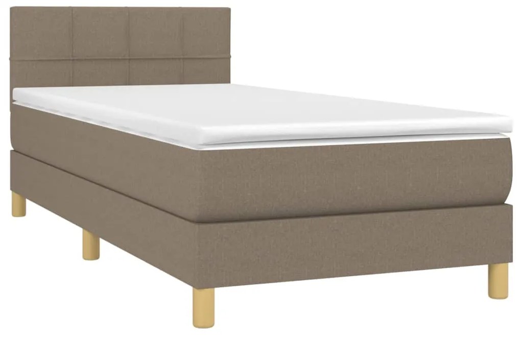 Κρεβάτι Boxspring με Στρώμα Taupe 90x200 εκ. Υφασμάτινο - Μπεζ-Γκρι