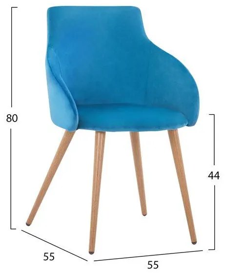 Σετ τραπεζαρίας C11255 5τμχ. με Τραπέζι ALDWIN MDF 160x90 & Καρέκλες IVY Βελούδο Τιρκουάζ
