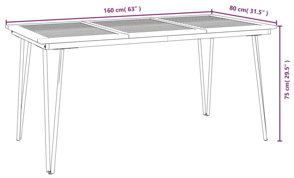 Τραπέζι Κήπου Με Πόδια Φουρκέτα 160x80x75 εκ. Μασίφ Ακακία - Καφέ