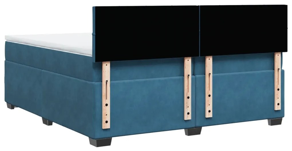 Κρεβάτι Boxspring με Στρώμα Μπλε 200x200 εκ. Βελούδινο - Μπλε