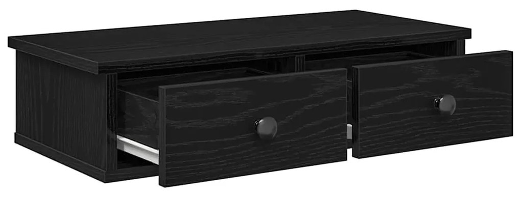 Ράφι τοίχου με συρτάρια Μαύρο 60x28x15 cm Κατασκευασμένο ξύλο - Μαύρο