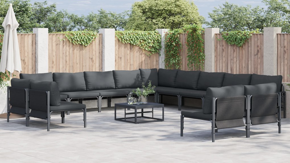 vidaXL Σετ Καναπέ Κήπου 13 pcs Ανθρακί Ατσάλι