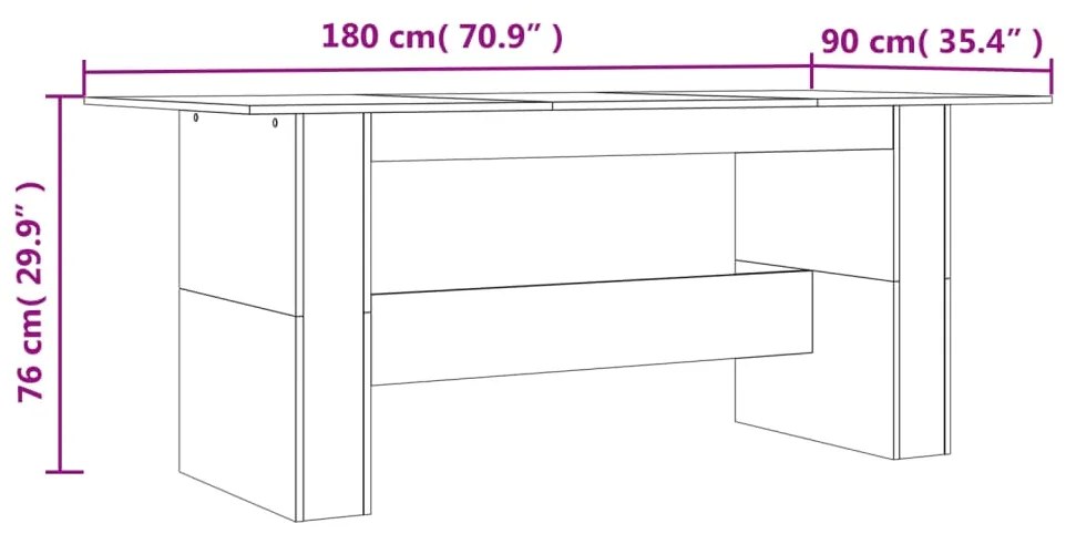 Τραπεζαρία Καφέ Δρυς 180x90x76 εκ. από Επεξεργασμένο Ξύλο - Καφέ