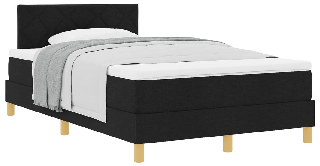 vidaXL Κρεβάτι Box Spring με Στρώμα Μαύρο 120x200 εκ. Ύφασμα