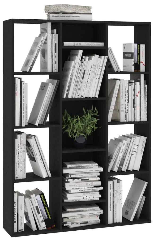vidaXL Διαχωριστικό/Βιβλιοθήκη Μαύρο 100x24x140 εκ. από Επεξ. Ξύλο