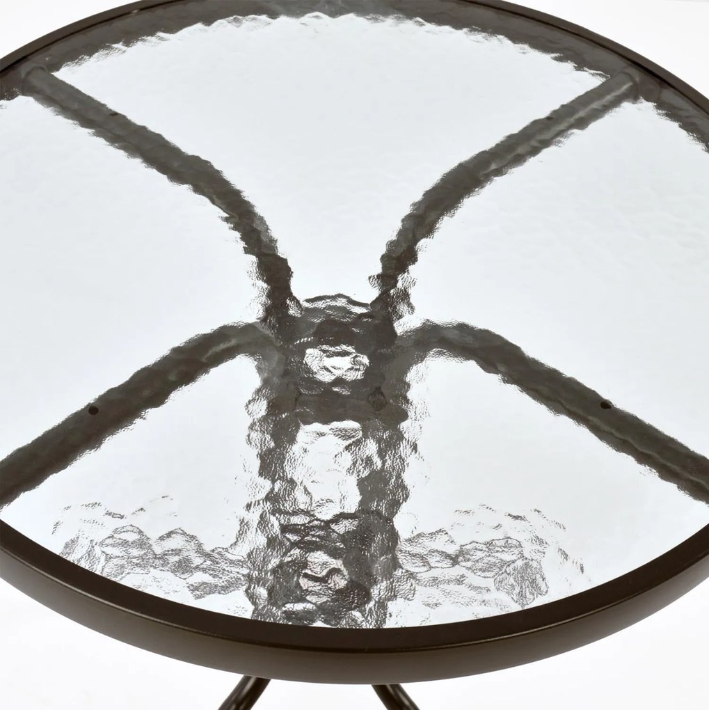 Σετ Κήπου Τραπεζαρία HM5178.02 3 τεμ Μεταλλικό Καφέ με Τραπέζι 60x60x72 εκ. &amp; 2 Καρέκλες