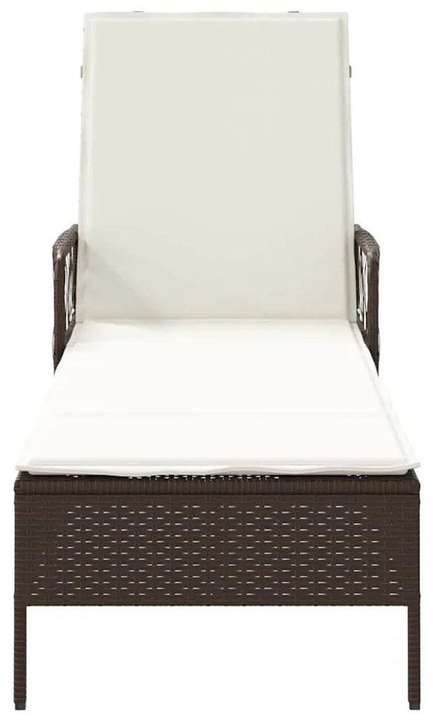 vidaXL Ξαπλώστρα με μαξιλάρι Καφέ 157 x 55 x 92 εκ. συνθετικό ρατάν