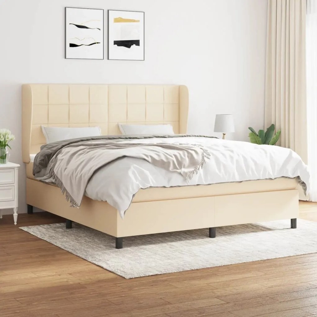 ΚΡΕΒΑΤΙ BOXSPRING ΜΕ ΣΤΡΩΜΑ ΚΡΕΜ 180X200 ΕΚ. ΥΦΑΣΜΑΤΙΝΟ 3127986