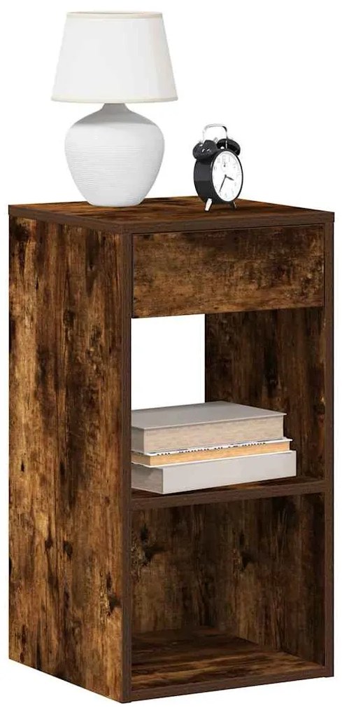 vidaXL Κομοδίνο με συρτάρι Καπνιστή Δρυς 35x34x66,5 εκ.