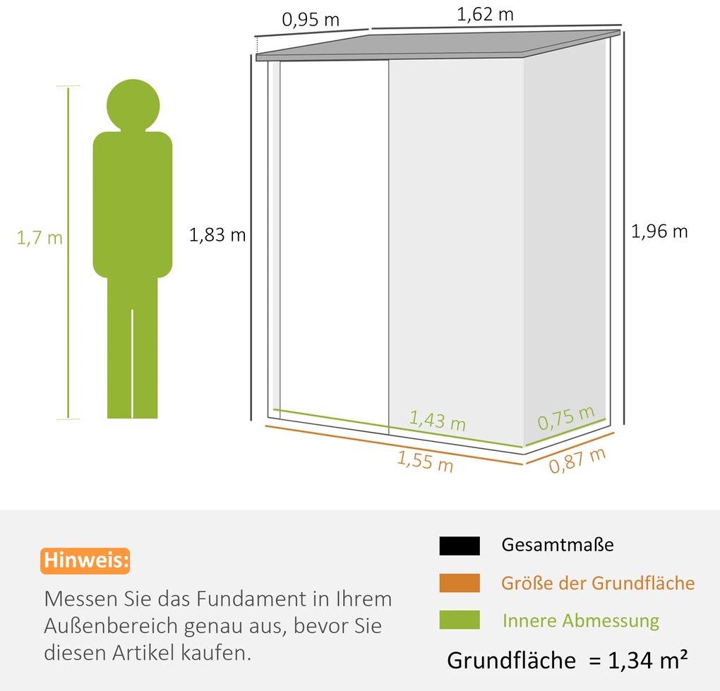 Outsunny Αποθήκη Κήπου, Αποθήκη Εργαλείων, Κλειδούμενη Πόρτα, Ανθεκτική στις Καιρικές Συνθήκες, Περιλαμβάνει Ράφια, 161,5 x 94,5 x 196 εκ., Μαύρο