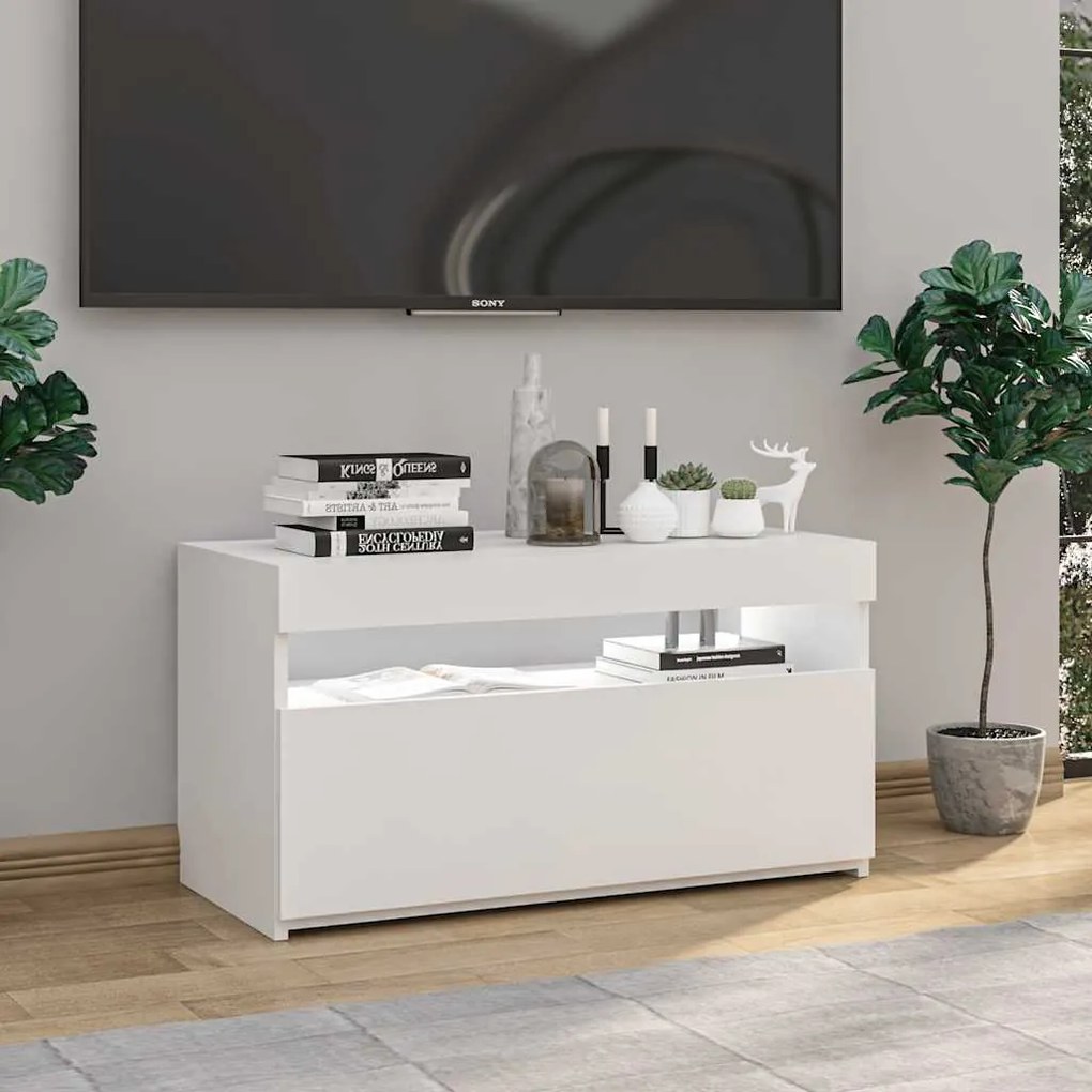 vidaXL Έπιπλο Τηλεόρασης με LED Λευκό 75 x 35 x 40 εκ.