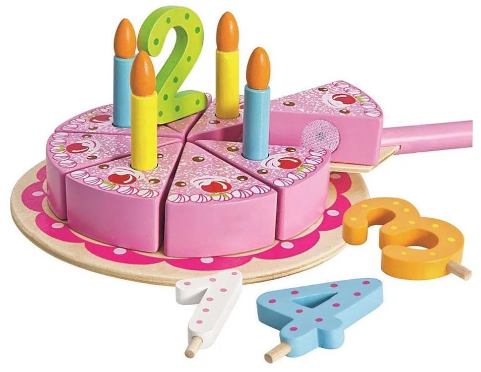 Τούρτα Γενεθλίων Με Κεράκια GT61303 Ξύλινη Pink Gerardo’s Toys