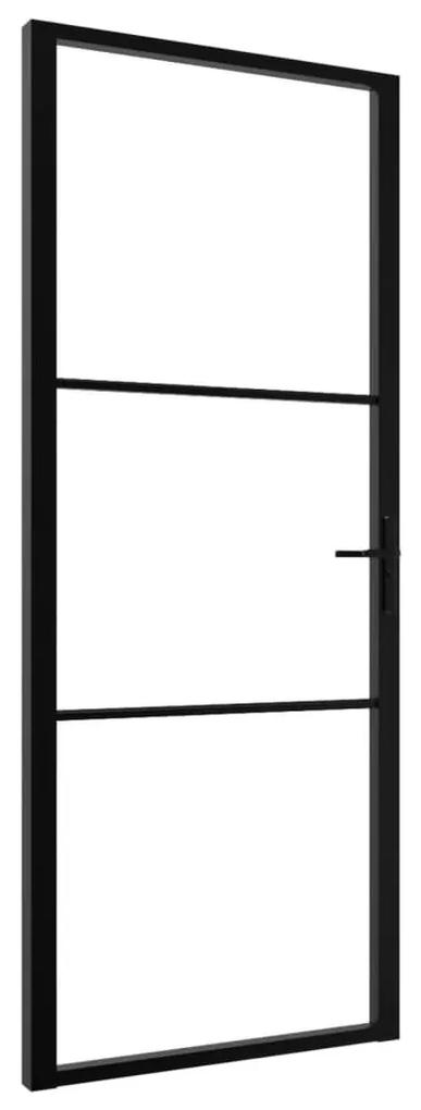 Πόρτα Εσωτερική Μαύρη 83 x 201,5 εκ. από Γυαλί ESG / Αλουμίνιο - Μαύρο