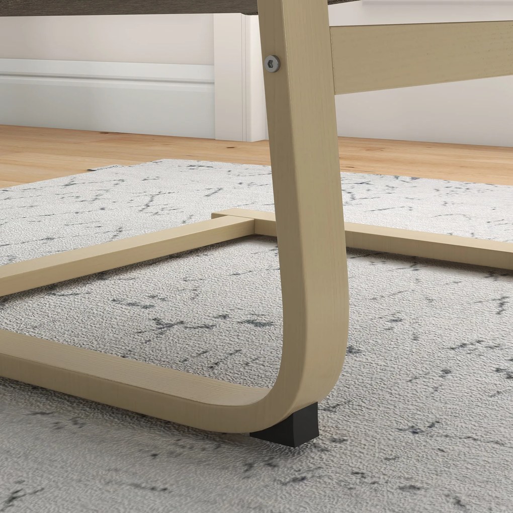 HOMCOM Πολυθρόνα με προσκέφαλο και μπράτσα, κάλυμμα με όψη λινό, ξύλινο πλαίσιο, Καφέ + Φυσικό