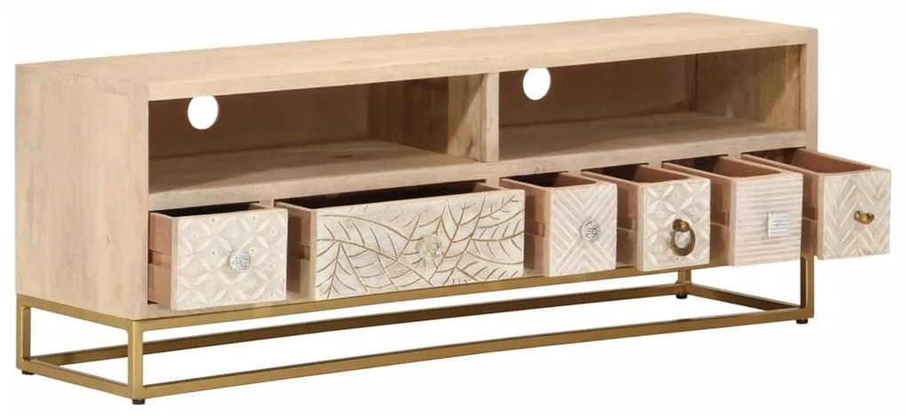 vidaXL Έπιπλο Τηλεόρασης 110 x 30 x 40 εκ. Μασίφ Ξύλο Μάνγκο & Σίδηρος