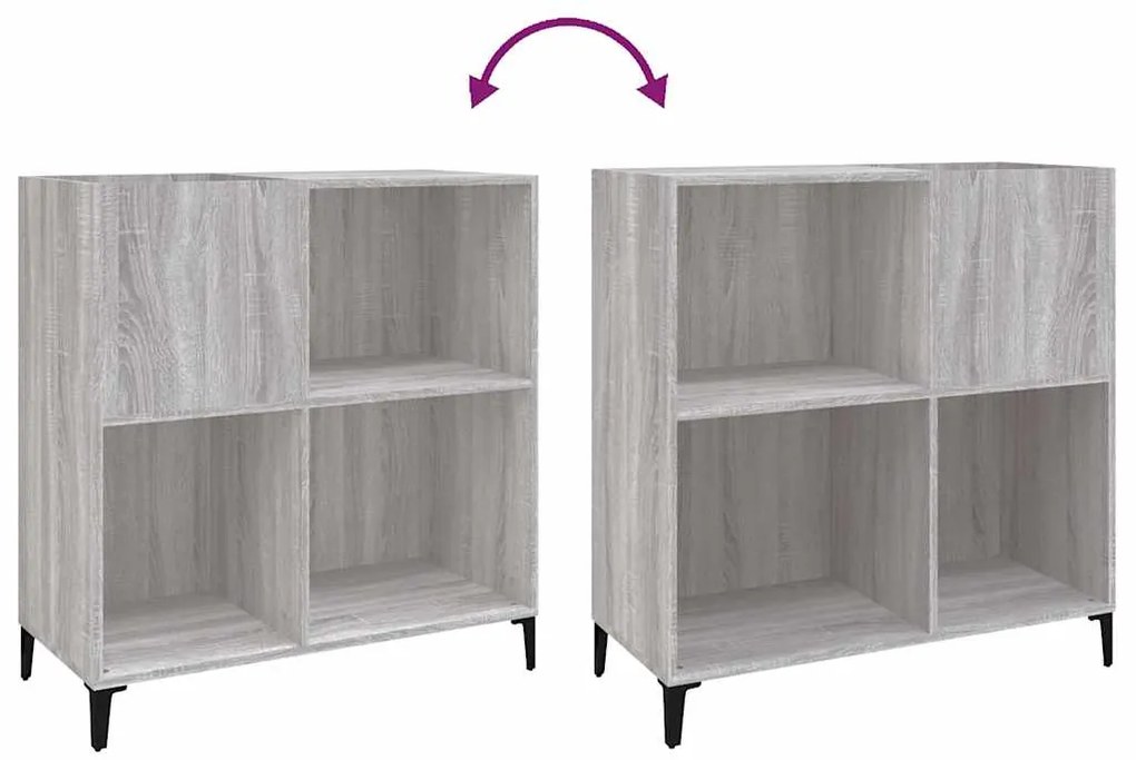 vidaXL Δισκοθήκη Γκρι Sonoma 84,5 x 38 x 89 εκ. από Επεξεργασμένο Ξύλο