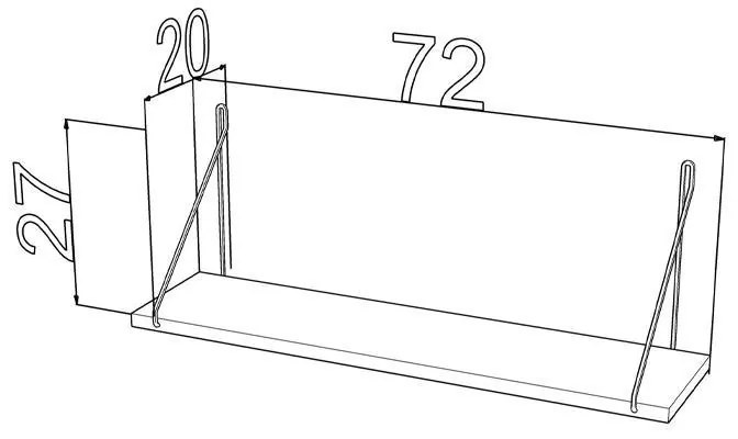 Μονό Ράφι τοίχου Elmira Fylliana Καρυδί - Χρώμιο 72x20x27 εκ. 72x20x27 εκ.