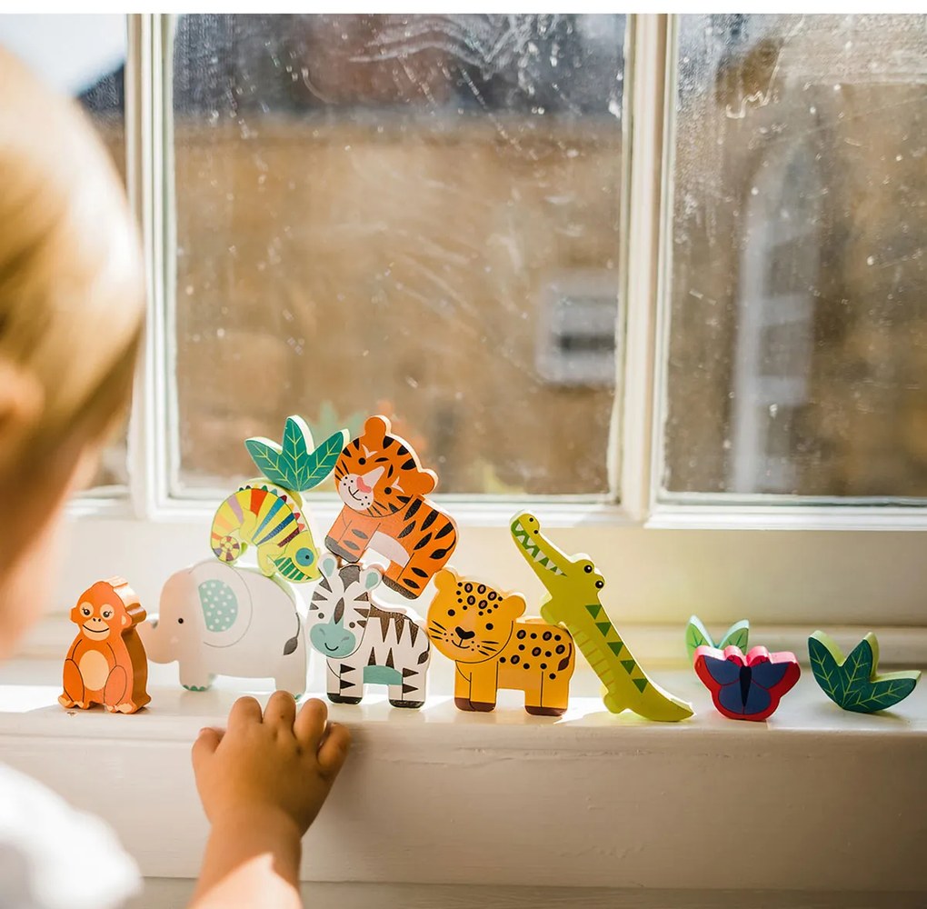 Ξύλινο Παιχνίδι Στοίβαξης (Σετ 12τμχ) Orange Tree Toys Jungle  60-12896