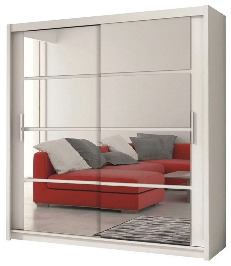 Ντουλάπα Honolulu 118, Άσπρο, 215x160x61cm, Πόρτες ντουλάπας: Ολίσθηση