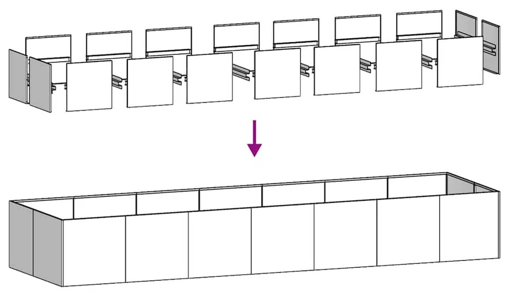Ζαρντινιέρα 280x80x40 εκ. από Γαλβανισμένο Ατσάλι - Ασήμι