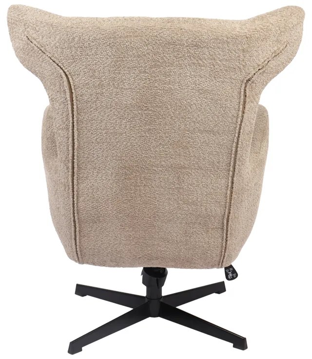 Πολυθρόνα Zefrina pakoworld περιστρεφόμενη μπεζ ύφασμα με βάση σε μαύρη απόχρωση 77x82x100-107εκ