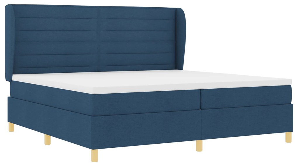 vidaXL Κρεβάτι με στρώμα μπλε 200x200 cm ύφασμα