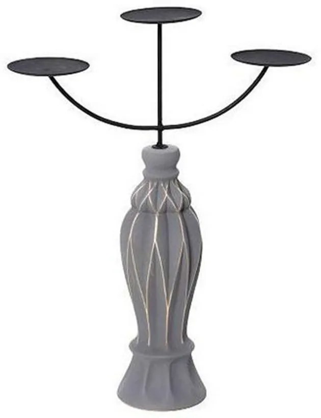 Κηροπήγιο 3 Θέσεων GIO103K2 Γκρι Ματ 44,7x34x10,5cm Espiel Ceramic