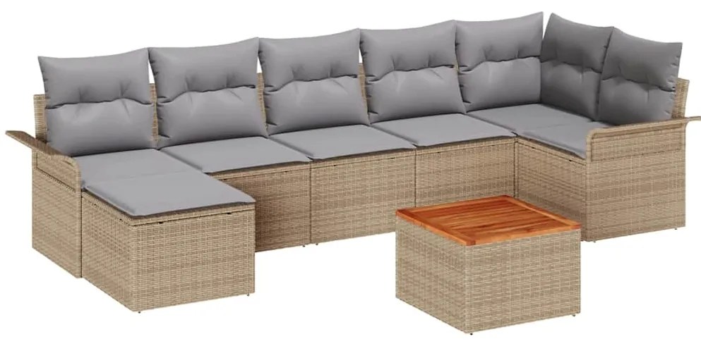 vidaXL Σετ Καναπέ Κήπου με μαξιλάρι 8 pcs Μπεζ συνθετικό ρατάν