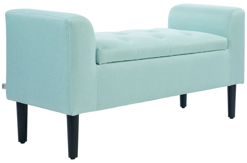 Πάγκος HOMCOM με αποθηκευτικό χώρο, ταπετσαρισμένη τραπεζαρία, αντοχή έως 130 kg, όψη λινό, ξύλο καουτσούκ, 116 x 44 x 58 cm, πράσινο