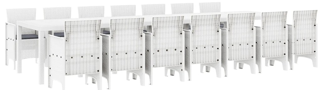 vidaXL Σέτ φαγητού για κήπο 15 pcs Λευκό Rattan Polt