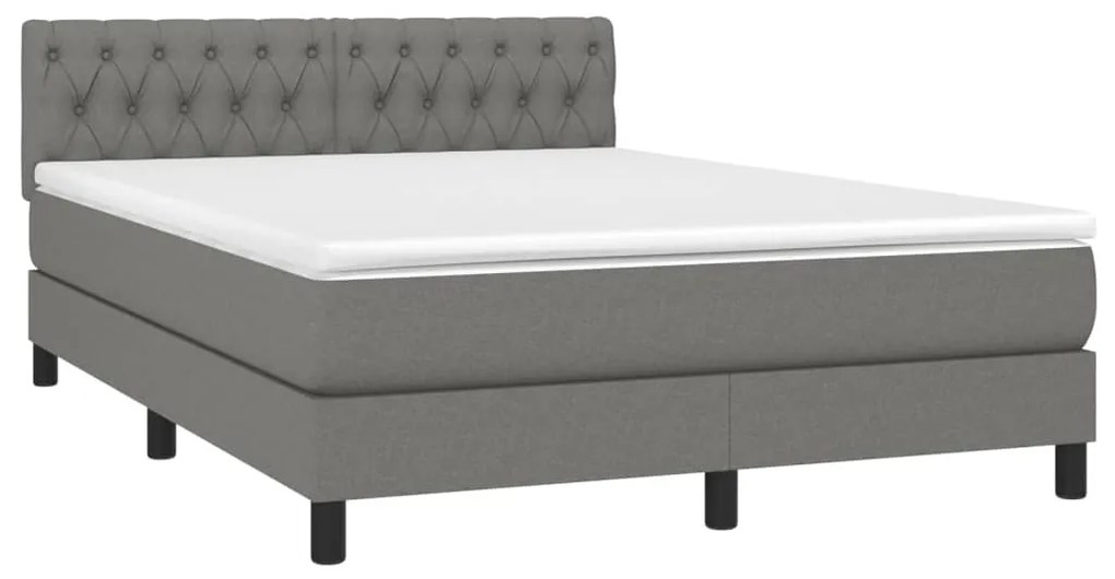 vidaXL Κρεβάτι Boxspring με Στρώμα Σκούρο Γκρι 140x190 εκ. Υφασμάτινο